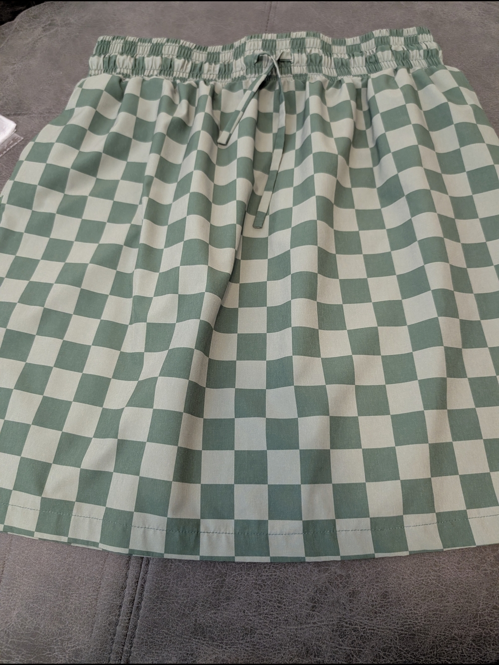 Albion Sage and Green Checkerboard Skater Skirt